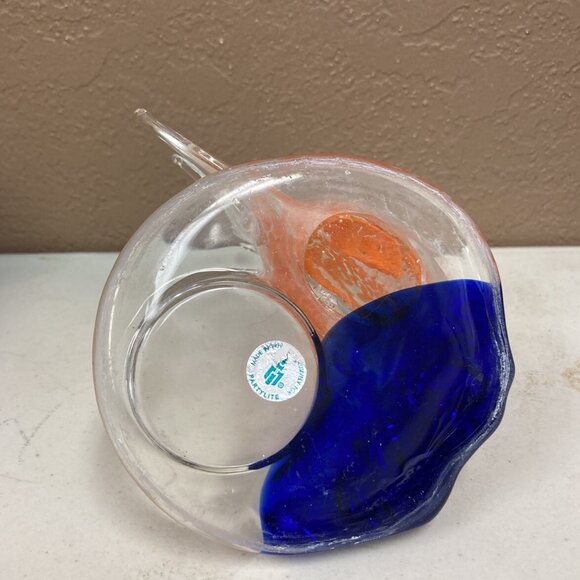 PartyLite Bermuda Tropical Fish Orange Glass Tealight Holder 5 3/4” - Picture 6 of 9